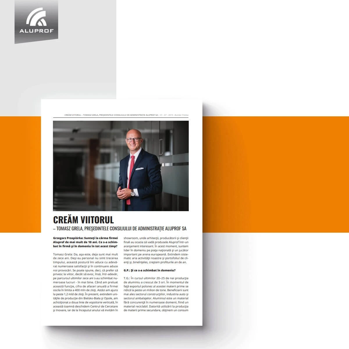 „CREĂM VIITORUL” - INTERVIU CU TOMASZ GRELA ÎN REVISTA BUILDER